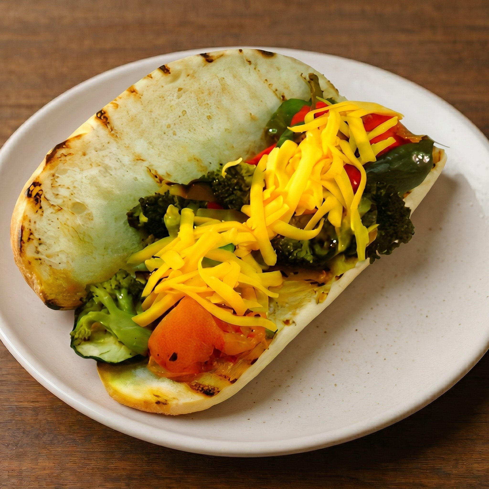 Grilled Veggies on a Twist Roll Sandwich.