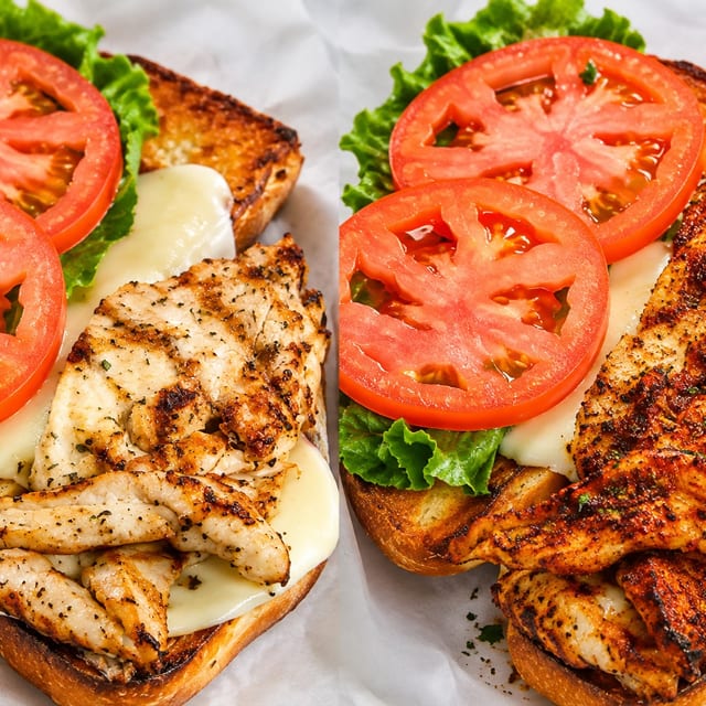 (Grilled or Cajun) Chicken on Garlic Twist w/Mozzarella.