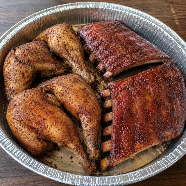 Whole Chicken & Full Rack Smoked Combo.
