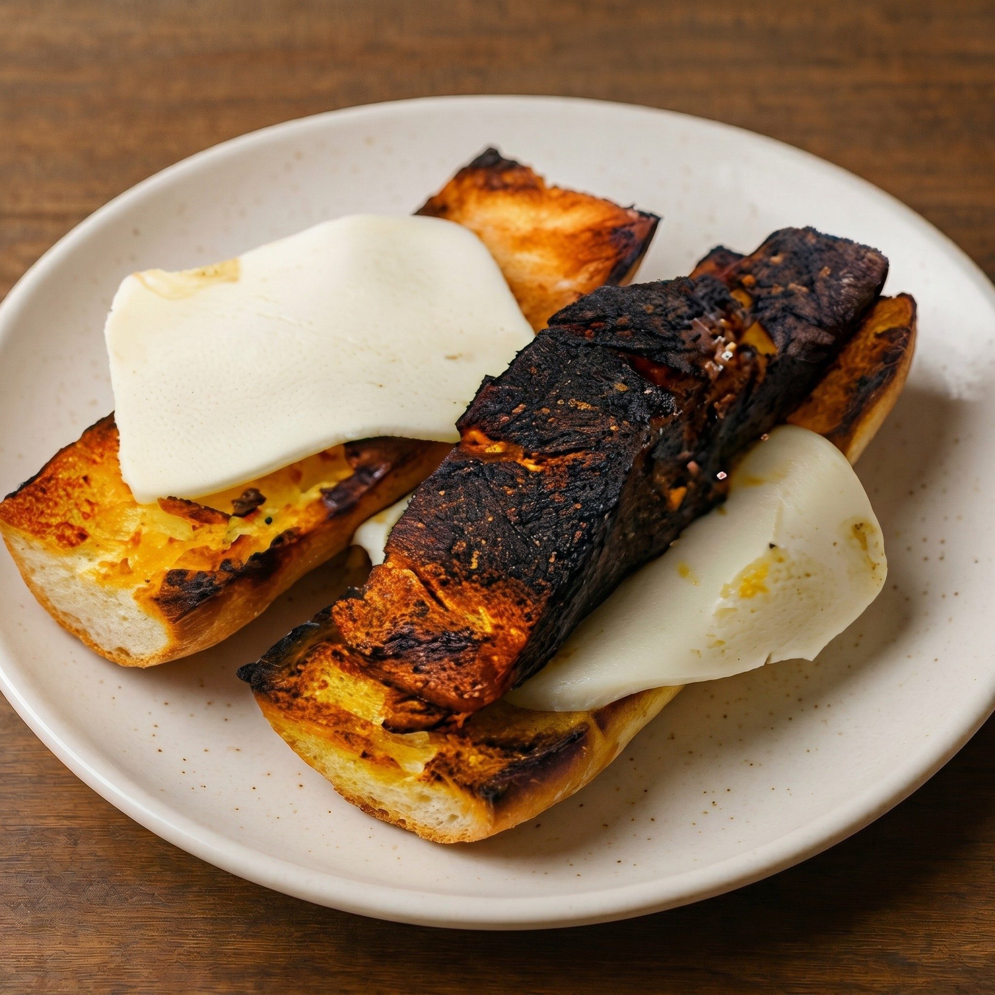 Grilled or Cajun Salmon on a Garlic Twist with Mozzarella Sandwich.