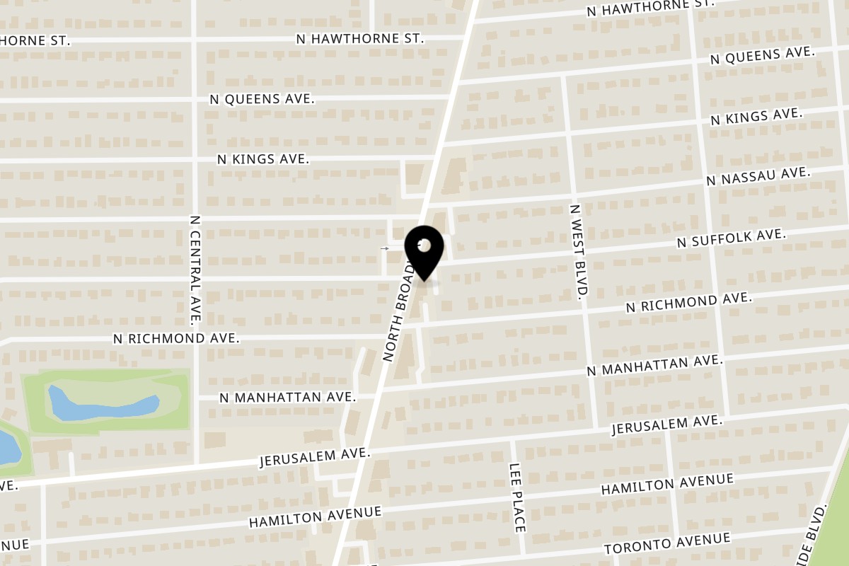 Map showing the location of GTO (Great Take-Out) on 814 N Broadway in North Massapequa
